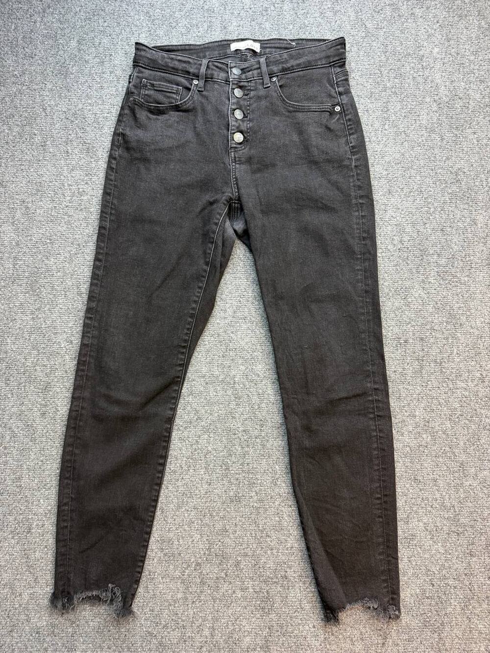 LOFT Women's Modern Denim Jeans Size 29/8 Black High Rise Super Skinny Raw Hem